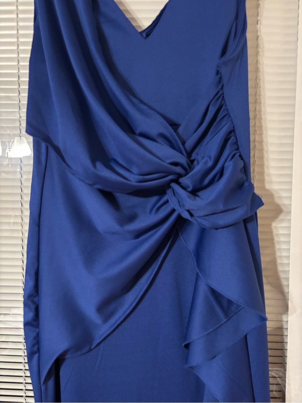 Amazon Royal Blue High-Low Ruffle V-Neck Dress - Picture 11 of 13